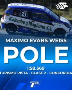Máximo Evans Weiss se quedó con la Clasificación que la Clase 2 del Turismo Pista llevó adelante en Concordia.