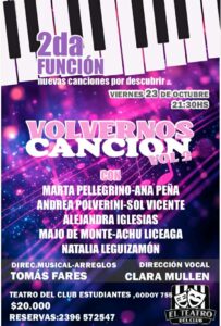 Volvernos canción vol.2 se presenta hoy en el teatro del Club